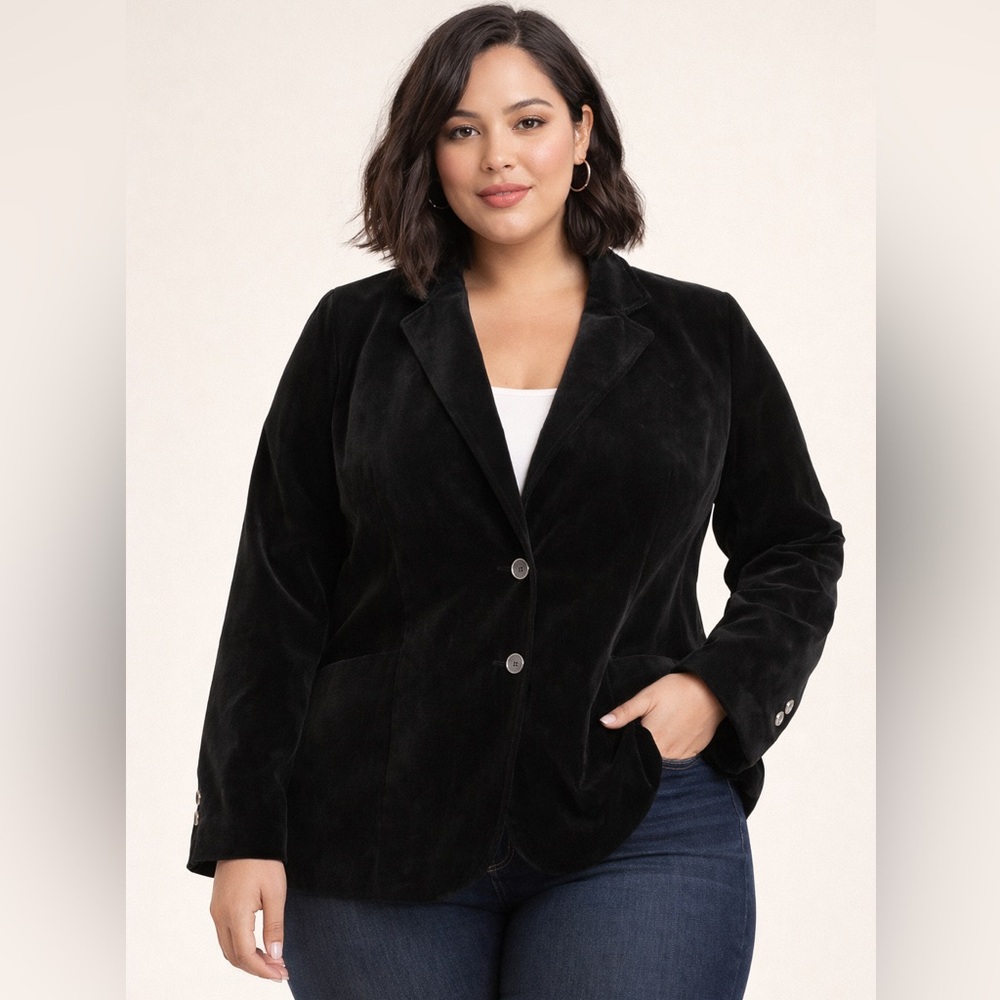 Lane Bryant plus size velvet like material blazer size 16